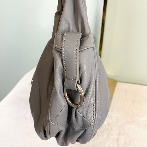 Michael Rome Italian Genuine Leather Shoulder Hobo Satchel Bag Gray - Picture 8 of 10